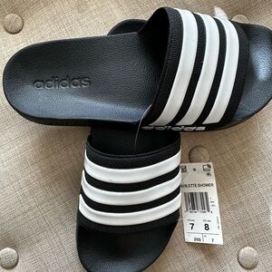 New Adidas Adilette Shower Black Slides
